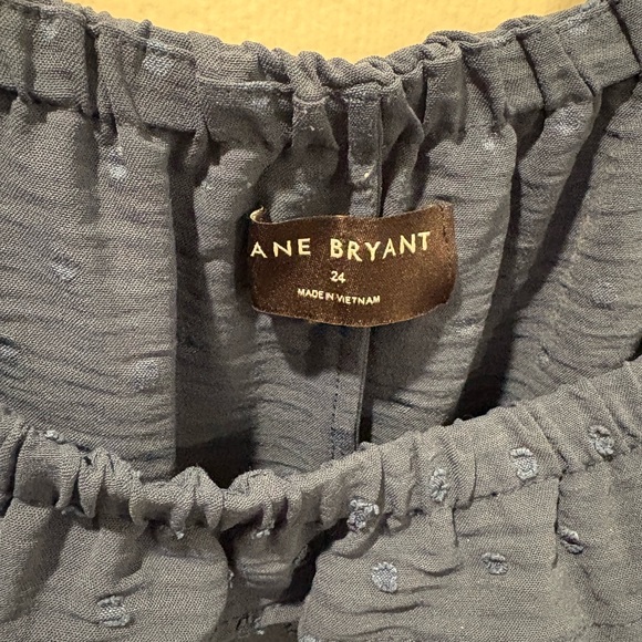 Lane Bryant Maxi Dress 24 Blue Swiss Dot Ruffle Tiered Off-Shoulder - Picture 5 of 7